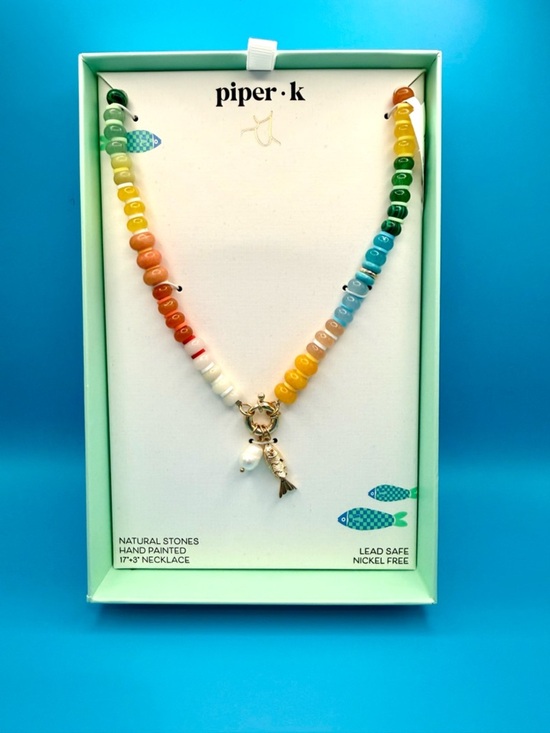 Piper Jewelry - Piper K Multicolor Beaded Necklace with Gold Fish Charm with Pearl TJ Maxx